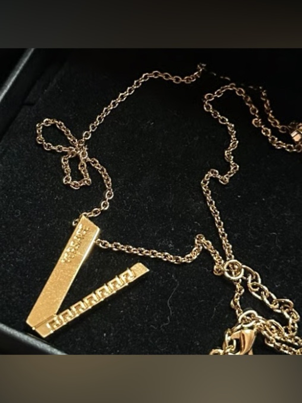 Gold Plated Versace Style V Pendant Chain